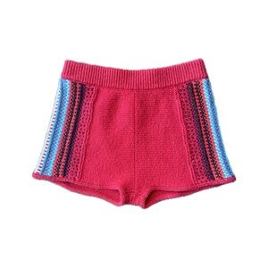 Zara Side Striped Knit Shorts, Red / Blue / White / Black, Small / Rare